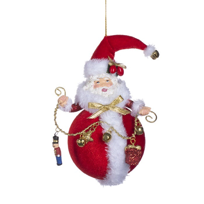 Santa ball met kerstslinger 17 cm