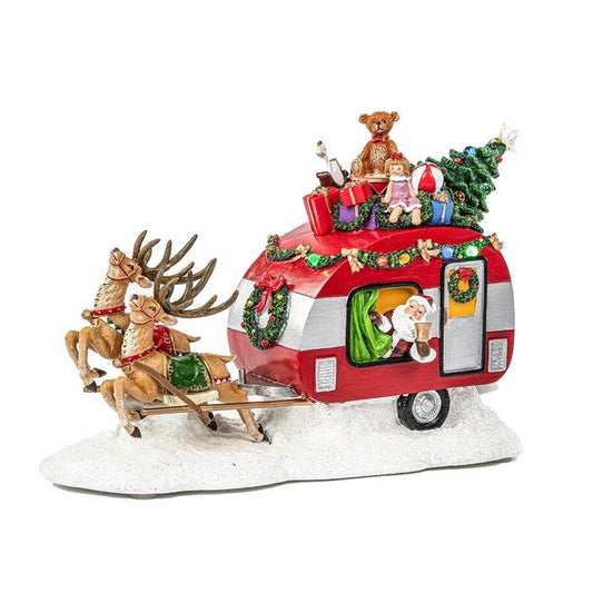 Santa Caravan met rendieren 19 cm