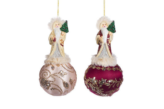 Maj. Santa op kerstbal (set van 2 stuks) 18 cm