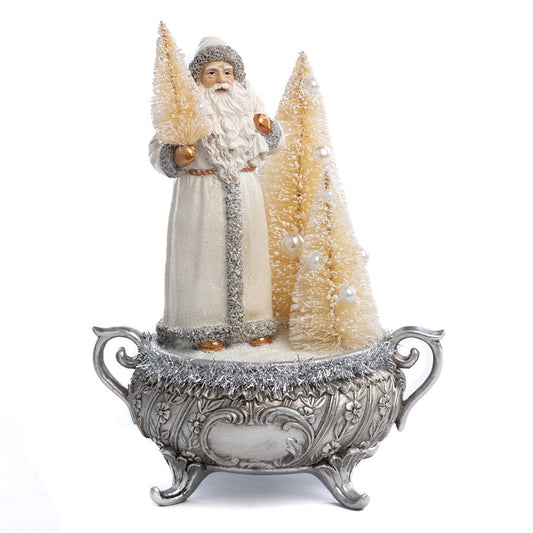 Santa met Xmas trees zilver/creme